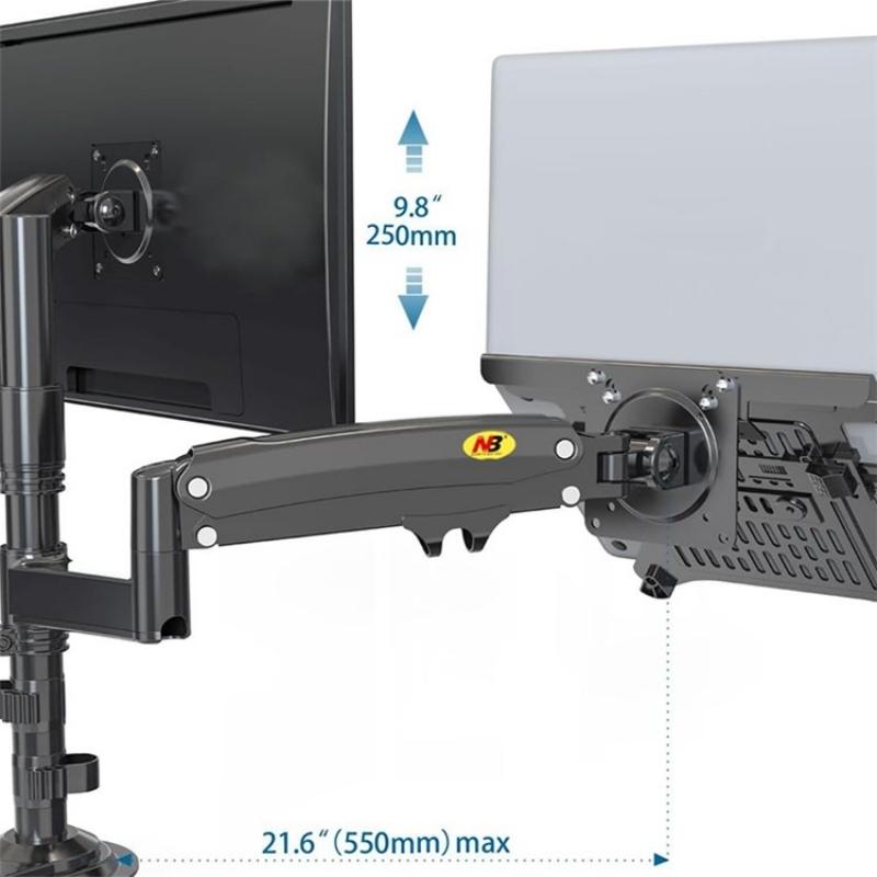 Dual Arm Clamp for LCD TV | Full Motion | 22-32" | Gas Spring Support | Desk Monitor Holder