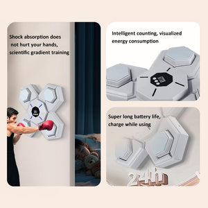 Rechargeable Bluetooth Boxing Machine with Adult & Child Gloves | Blue | With Child Gloves Blue