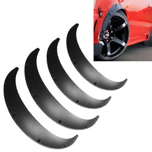 Universal Car Fender Flares | 4 Pcs | Black | Unpainted | Wheel Eyebrow Protection