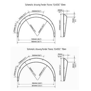 Universal Car Fender Flares | 4 Pcs | Black | Unpainted | Wheel Eyebrow Protection