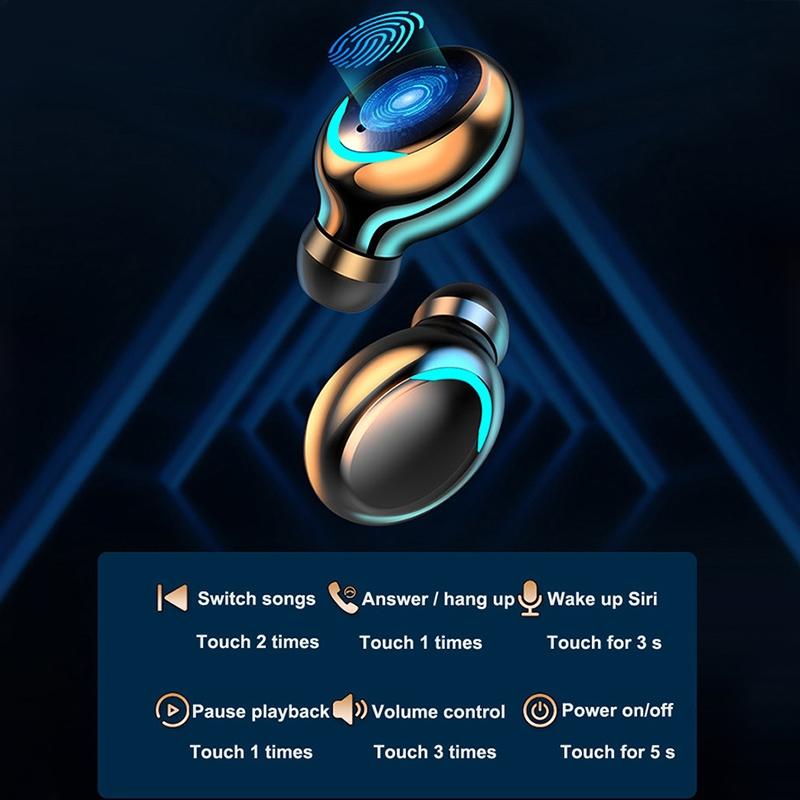 Bluetooth Earphone with Noise Reduction & LED Display | Black | IP6D1057 LED Light