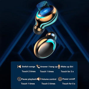 Bluetooth Earphone with Noise Reduction & LED Display | Black | IP6D1057 LED Light