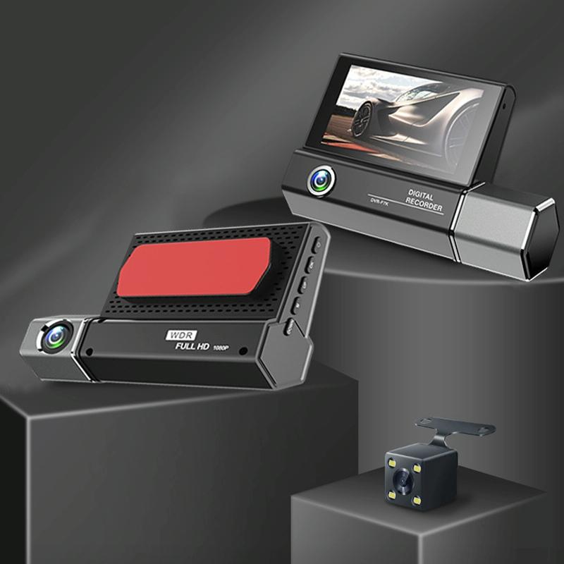 1080P HD Multi-Language Driving Recorder with 3 Lenses