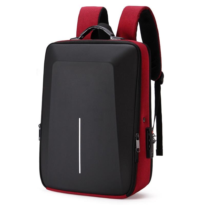 Hard Shell Backpack Alloy Frame Anti-theft Computer Bag for Men | Red