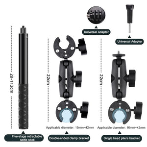 Adjustable Dual-Head Handlebar Mount for Motorcycle Selfie Stick