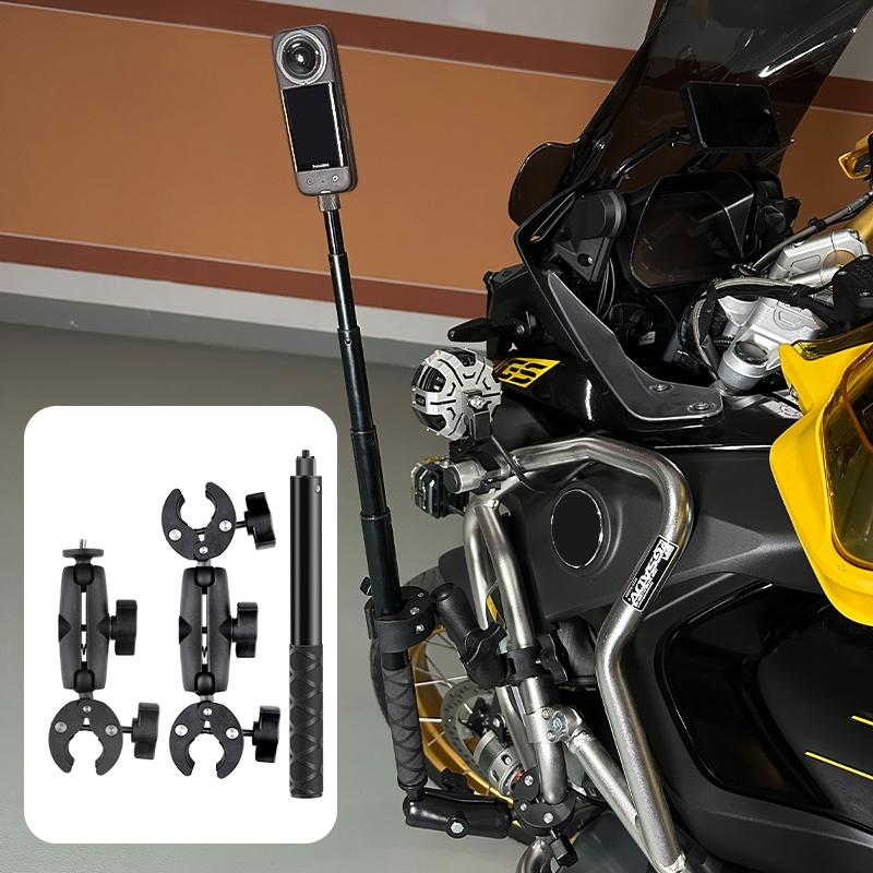 Adjustable Dual-Head Handlebar Mount for Motorcycle Selfie Stick