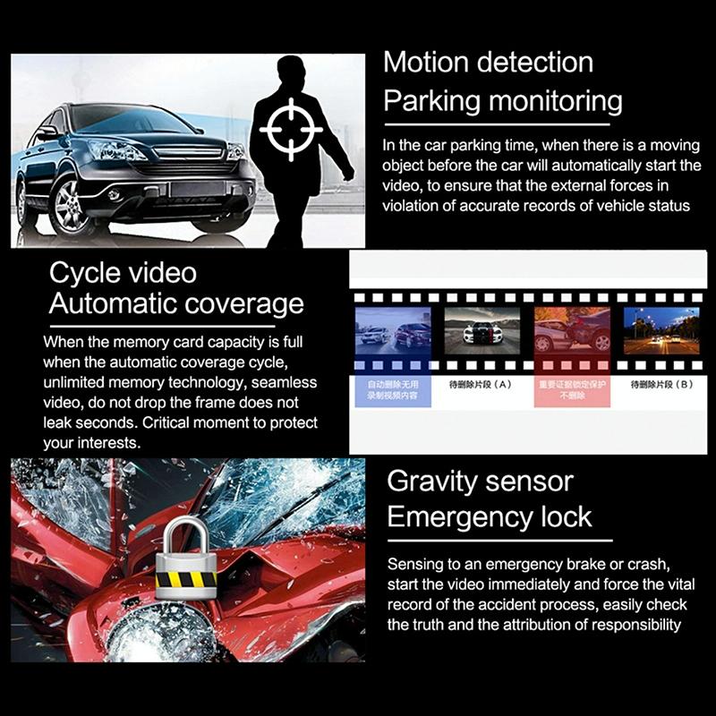 4 HD 1080P Dual-Lens Car Recorder with Night Vision