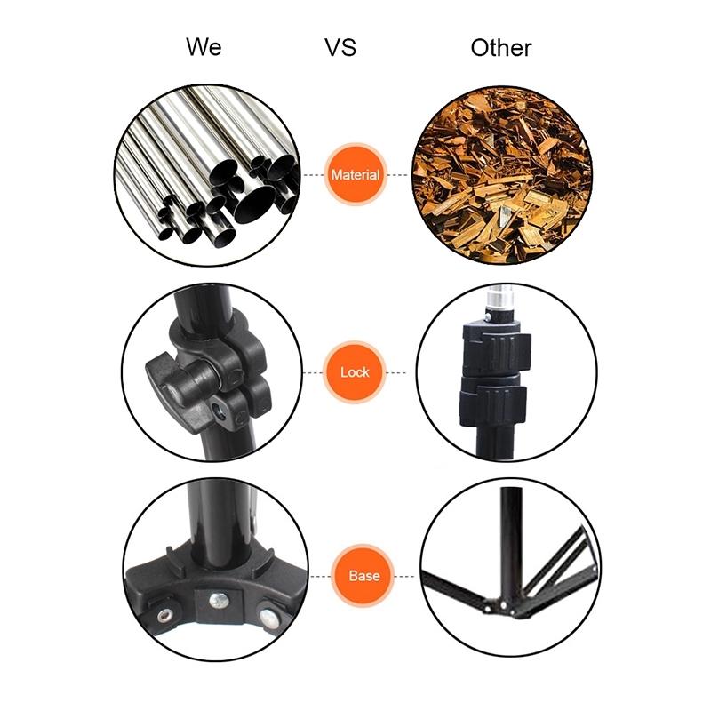 Professional Aluminum Lighting Stand for Studio Flash | 68-200cm Height | Black