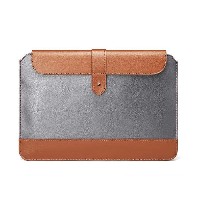 14-15.4 Inch Microfiber Notebook Liner Bag | Horizontal | Gray & Brown
