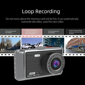 HD 1080p Dual Camera Car Recorder with 4 IPS Screen | 170° Wide Angle