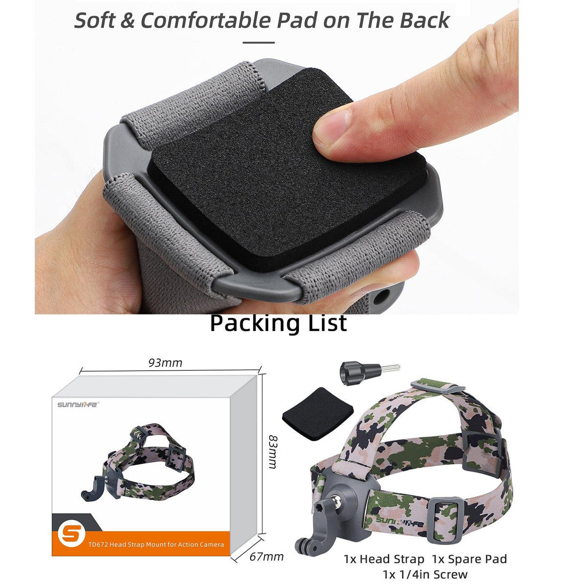 Adjustable 360 Degree Head Strap for Action Cameras | Camouflage