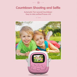 720P HD Reversible Mini Digital Camera | For Children | Cartoon Print | Pink