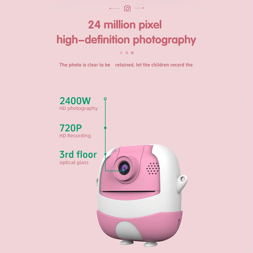 720P HD Reversible Mini Digital Camera | For Children | Cartoon Print | Pink