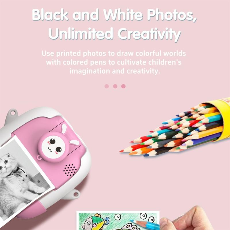 720P HD Reversible Mini Digital Camera | For Children | Cartoon Print | Pink