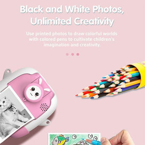 720P HD Reversible Mini Digital Camera | For Children | Cartoon Print | Pink