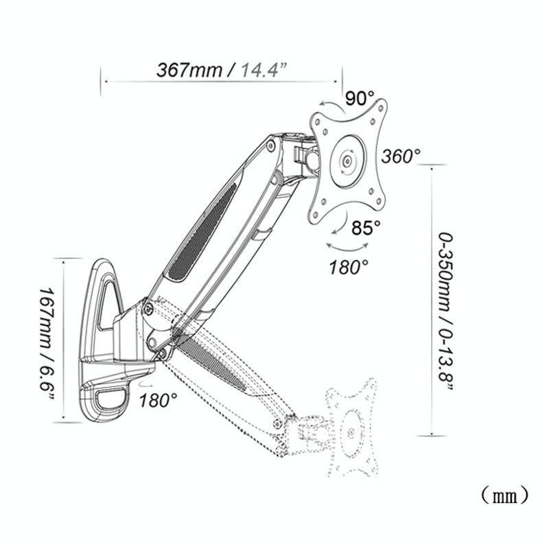 Telescopic Wall-Mounted Monitor Stand | Factory Colour