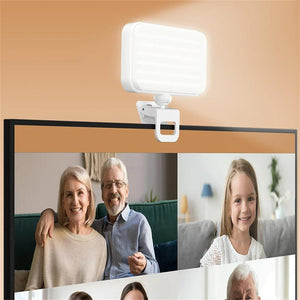 Rechargeable Clip - On Selfie Light with 66 LEDs | 3 Modes for Phone, Laptop & Tablet | Black | White