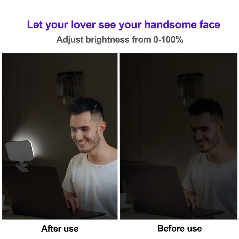 Rechargeable Clip - On Selfie Light with 66 LEDs | 3 Modes for Phone, Laptop & Tablet | Black | White