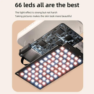 Rechargeable Clip - On Selfie Light with 66 LEDs | 3 Modes for Phone, Laptop & Tablet | Black | White