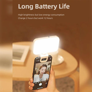 Rechargeable Clip - On Selfie Light with 66 LEDs | 3 Modes for Phone, Laptop & Tablet | Black | White
