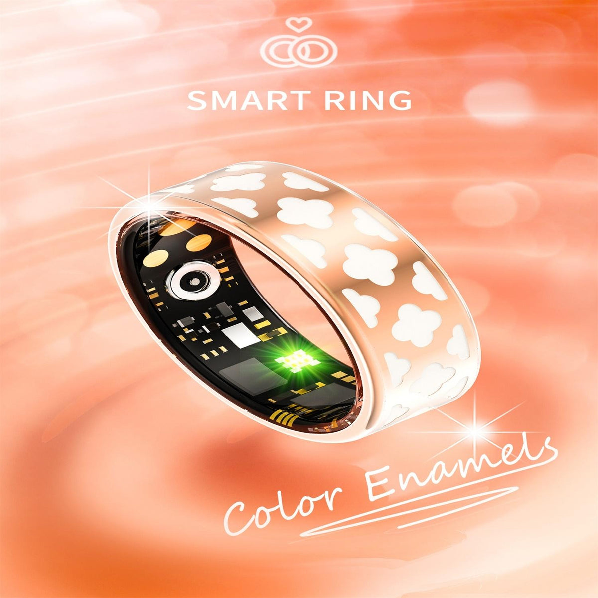 Smart Ring | Heart Rate | Blood Oxygen | Sleep Monitoring | Multiple Sports Modes | Rose Gold | Size 13