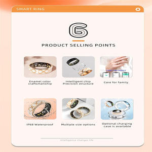 Smart Ring | Heart Rate | Blood Oxygen | Sleep Monitoring | Multiple Sports Modes | Rose Gold | Size 13