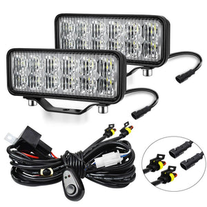 14W | 9-30V | 6 Inch Waterproof Car Work Headlight | Includes Wire Set
