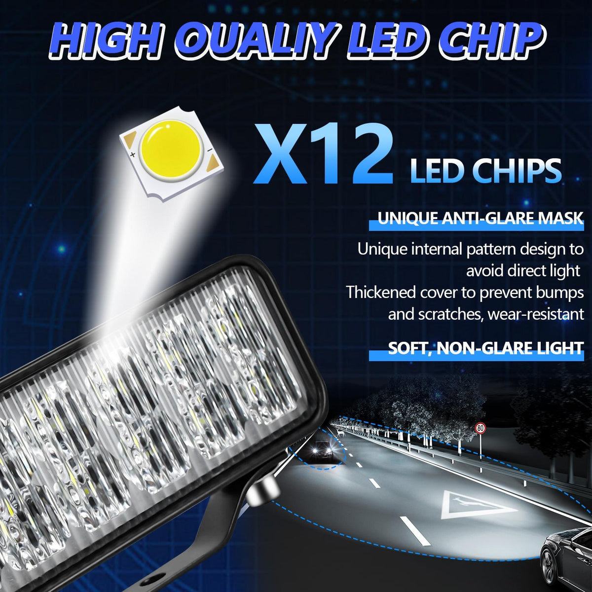 14W | 9-30V | 6 Inch Waterproof Car Work Headlight | Includes Wire Set