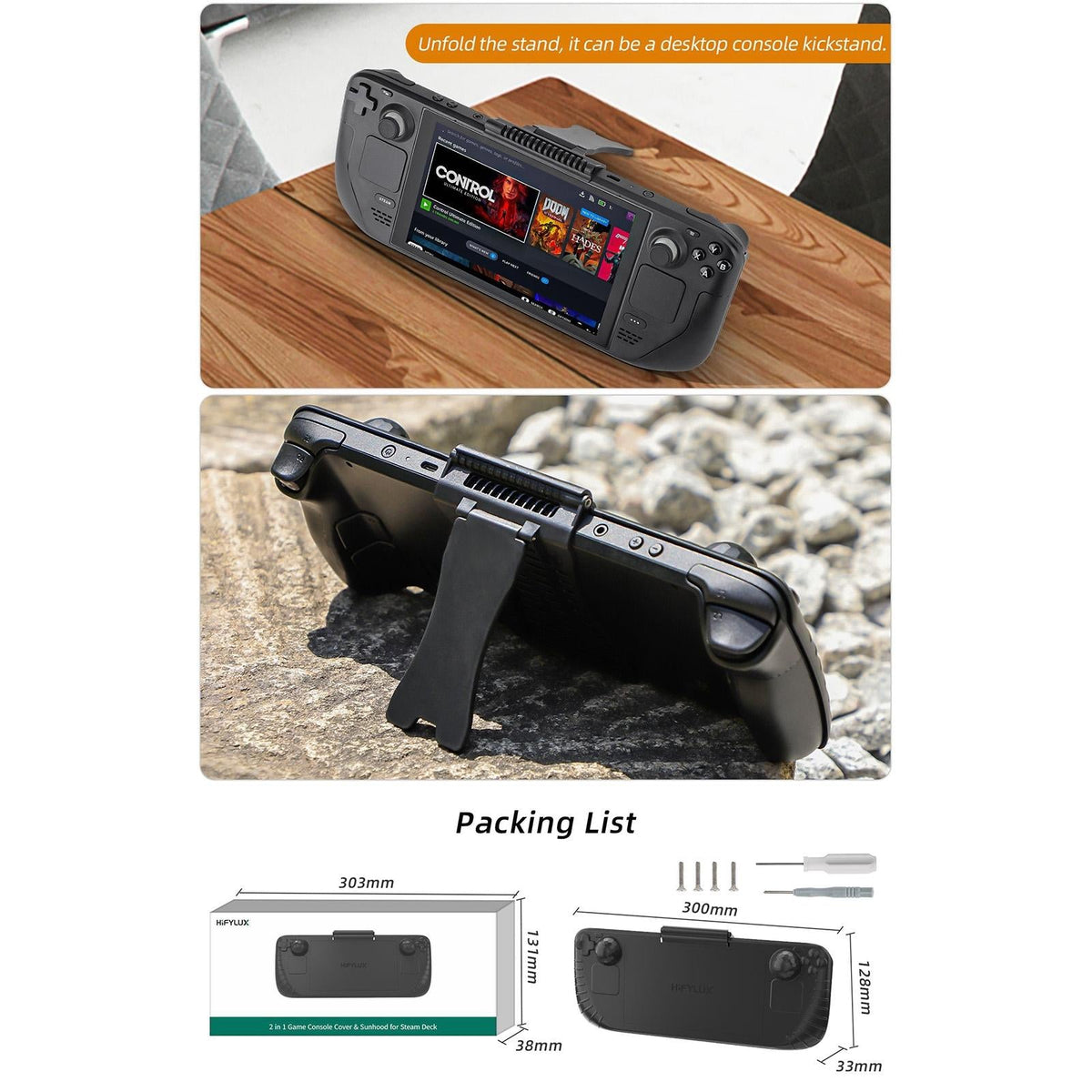 3 - in - 1 Gaming Console Protector | Sun Hood | Kickstand