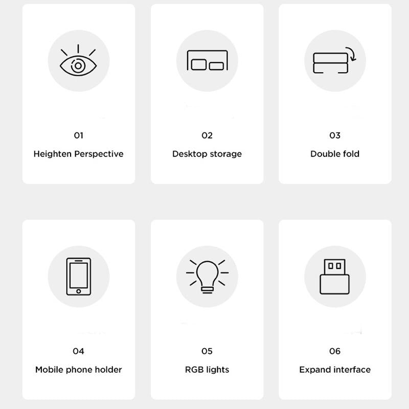 Foldable Laptop Stand with RGB Lighting & USB Expansion | Monitor Rack | Moonlight White