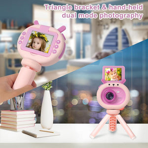 180° Flip-Screen Cartoon Digital Camera with Stand | 2.4" | 1080p HD | Violet