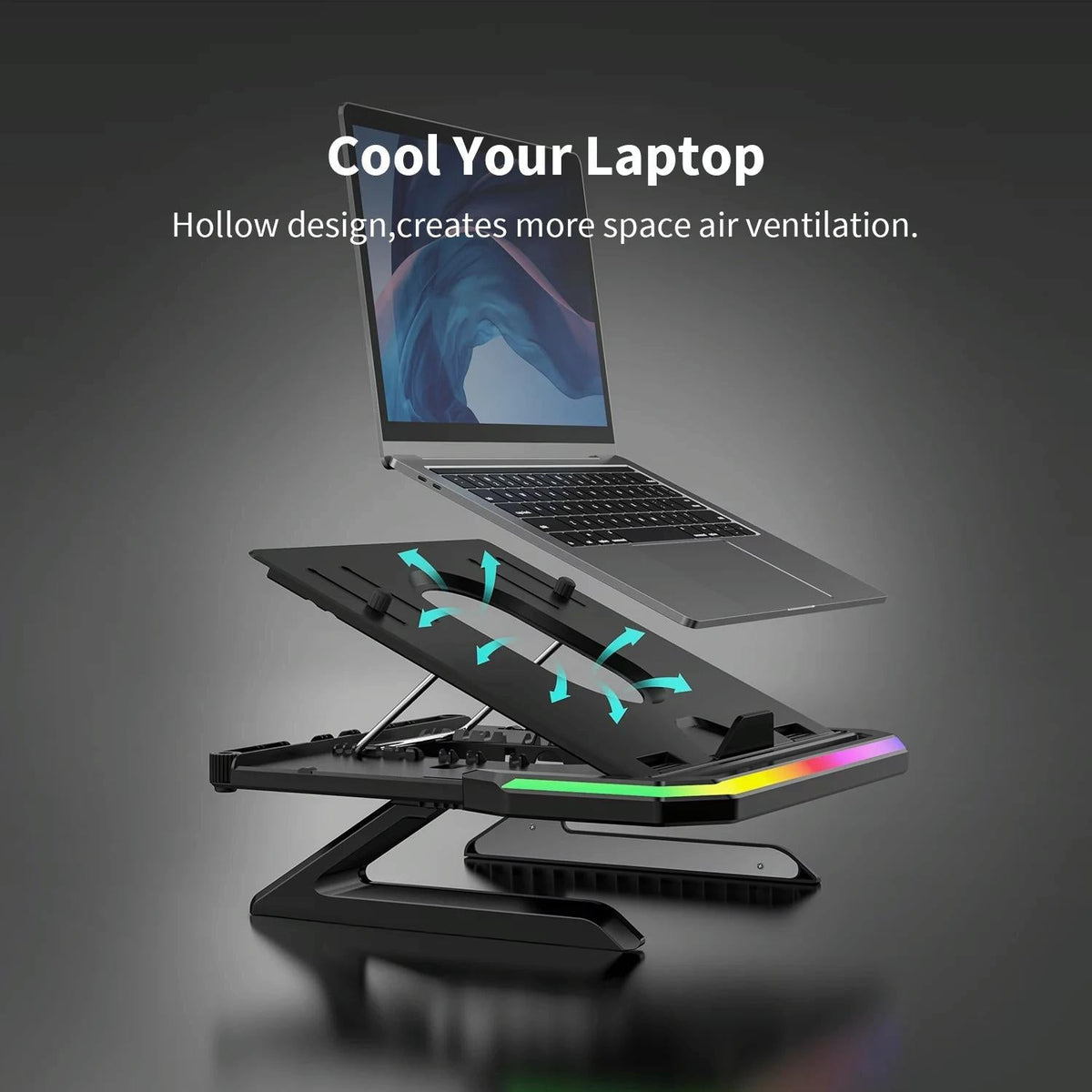 Adjustable Laptop Stand with 9 Levels of Lighting | Black