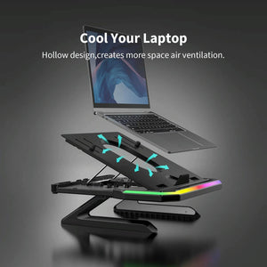 Adjustable Laptop Stand with 9 Levels of Lighting | Black