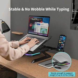 Adjustable Laptop Stand with 9 Levels of Lighting | Black
