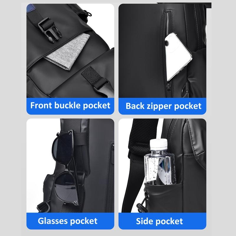 Lightweight Waterproof Men Chest Bag | Cycling Shoulder Bag | Black