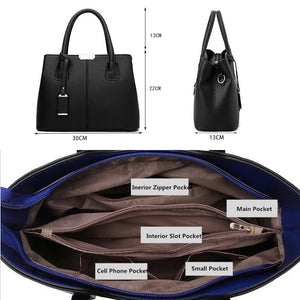 Vintage 2-in-1 Messenger Bag with Crocodile Pattern & Leather Wallet | Black