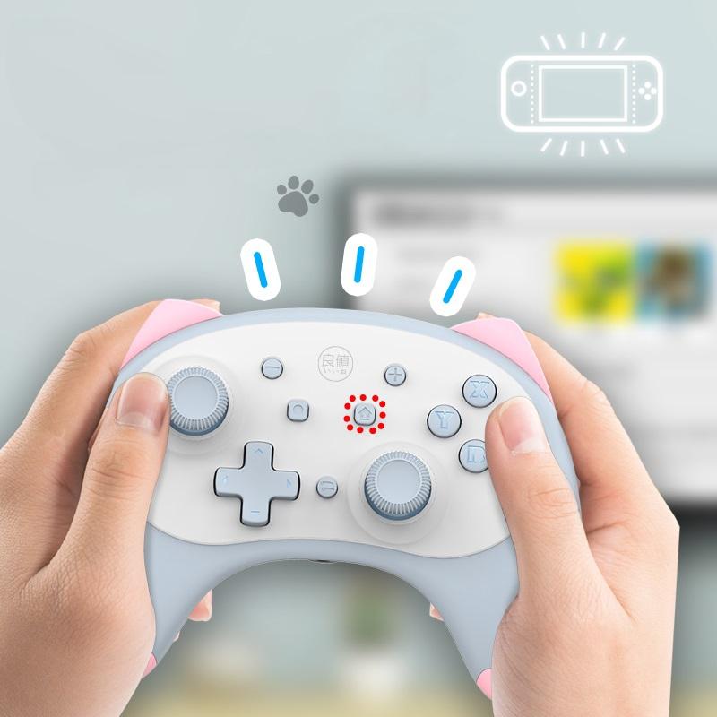 Cat-Shaped Wireless Tooth Handle for Nintendo Switch | Blue