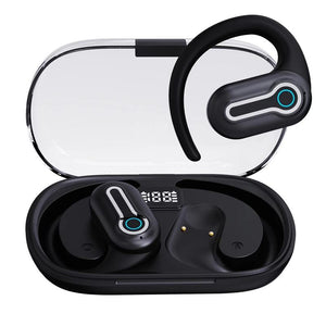 Stereo Wireless Earphones | Hanging Ear | With Charging Case | Black