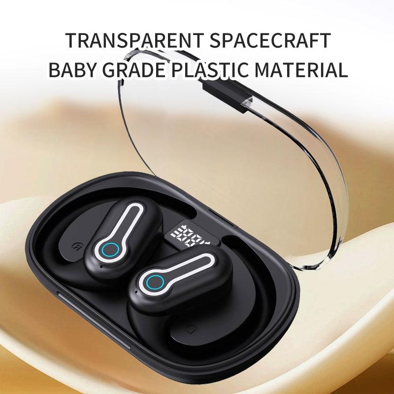 Stereo Wireless Earphones | Hanging Ear | With Charging Case | Black