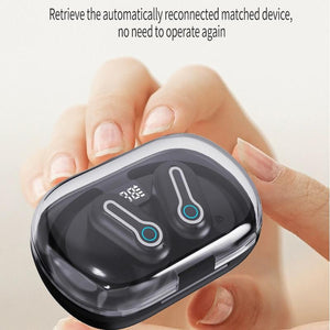 Stereo Wireless Earphones | Hanging Ear | With Charging Case | Black