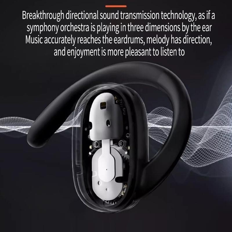 Stereo Wireless Earphones | Hanging Ear | With Charging Case | Black