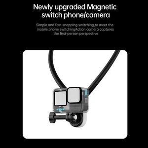 Versatile Magnetic Neck Holder for Phones & Action Cameras | Black