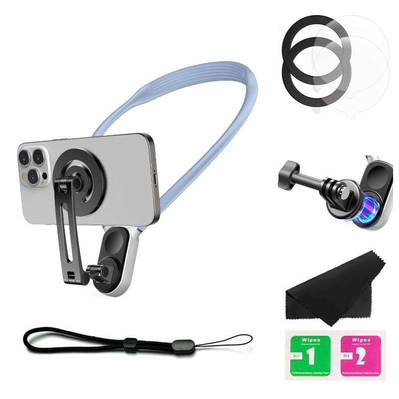Versatile Magnetic Neck Holder for Phones & Action Cameras | Black