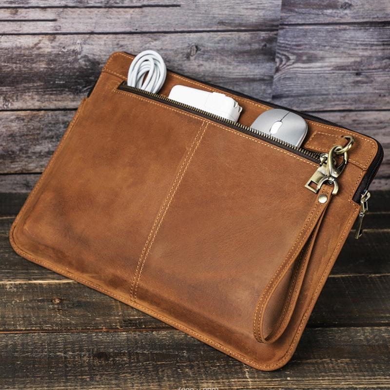 14.2 Inch Leather Laptop Sleeve for MacBook Pro | Black | Brown