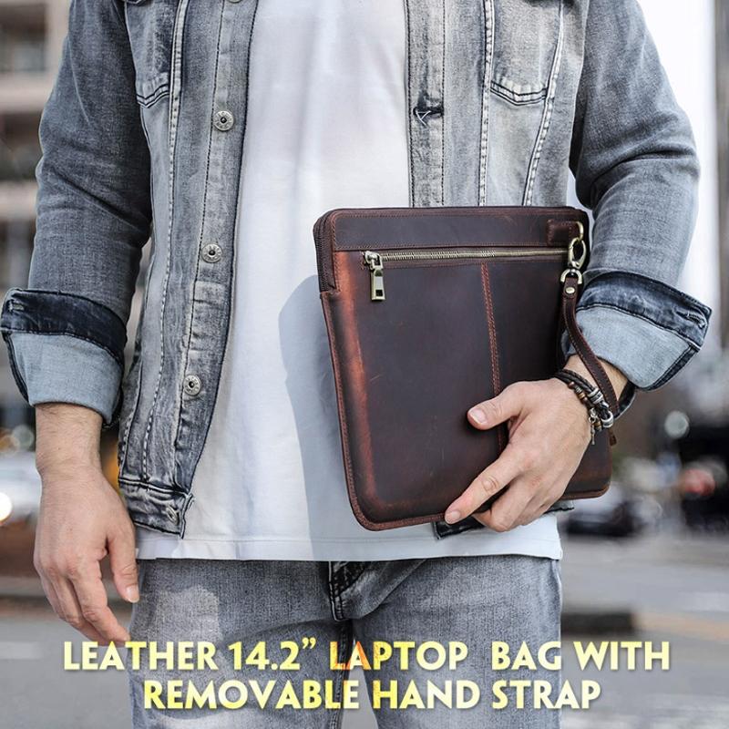 14.2 Inch Leather Laptop Sleeve for MacBook Pro | Black | Brown