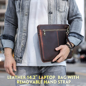 14.2 Inch Leather Laptop Sleeve for MacBook Pro | Black | Brown