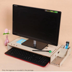 Wood Monitor Stand with Keyboard Storage | TBD049404601A