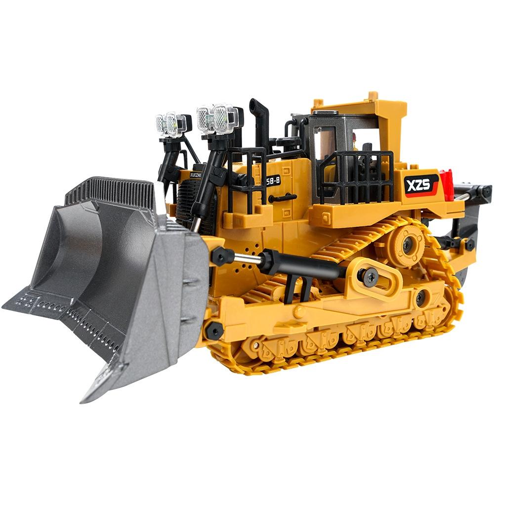 9-Channel Remote Control Bulldozer Toy with Alloy Excavator