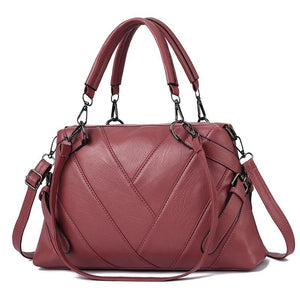 Soft Leather Geometric Handbag | Colourblock | Red Wine