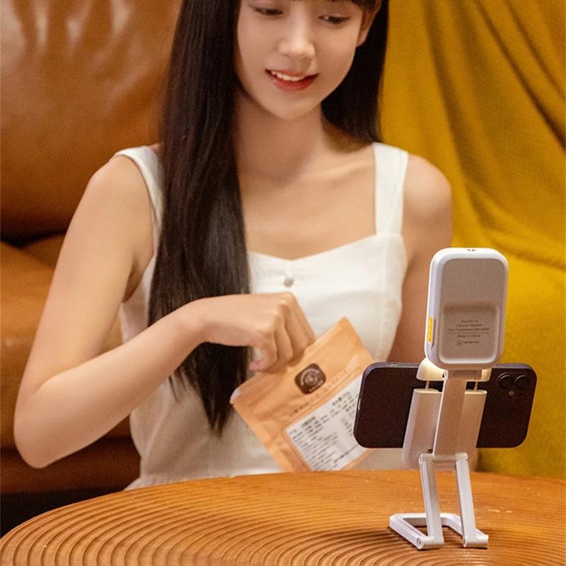 Mini RGB Fill Light with Phone Holder | White